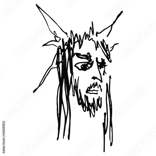 Fototapete Head of Jesus Christ wearing crown of thorns