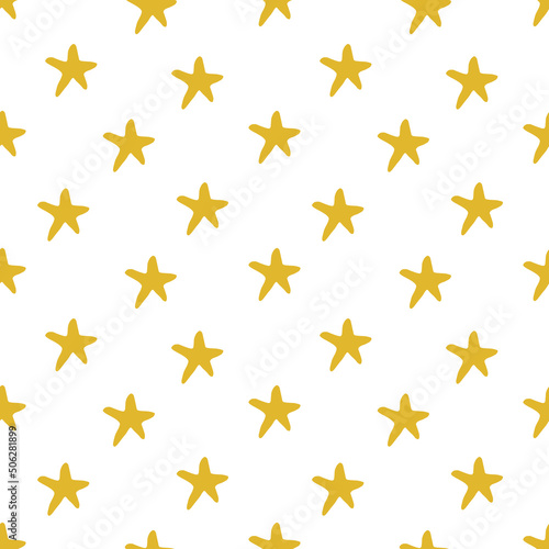 Cute yellow stars seamless pattern. Galaxy vector illustration.