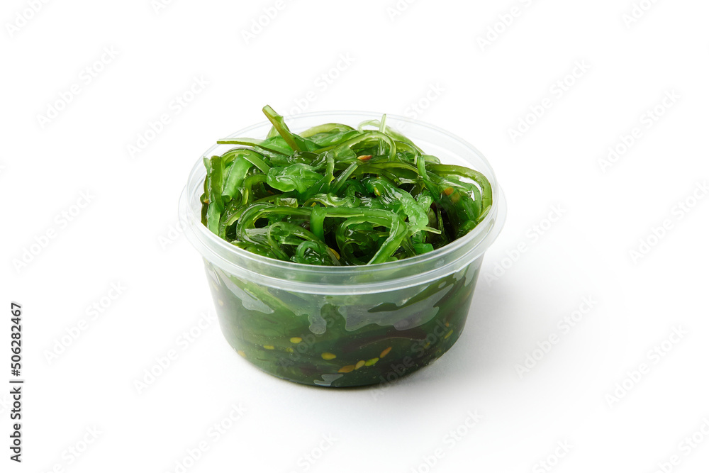 Chukka salad of Japanese seaweeds in plastic container Chukka salad of Japanese seaweeds in plastic container