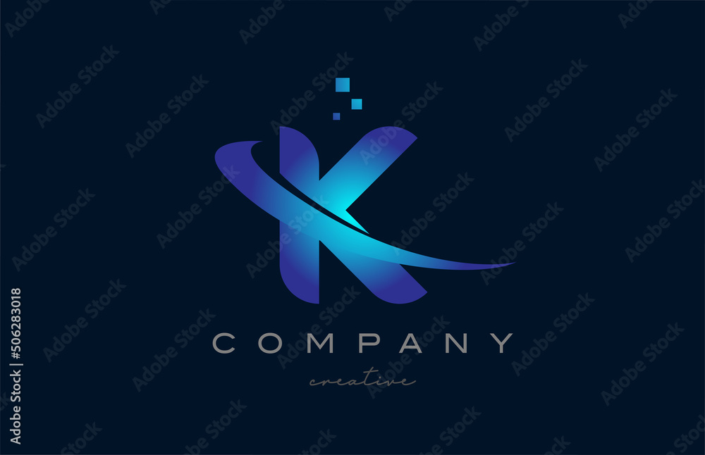 L blue alphabet letter logo icon. Creative design template for company and business with swoosh
