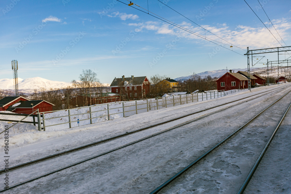Abisko railway station in Sweden. Swedish Lapland