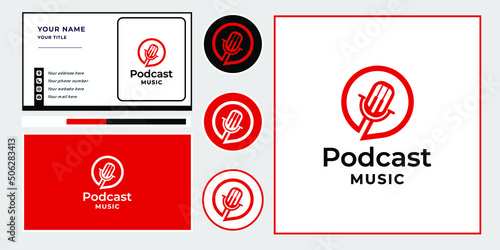 Podcast Music sketch logo. badge, icon, bundle, logo simple logo vector stock illustration Premium Vector