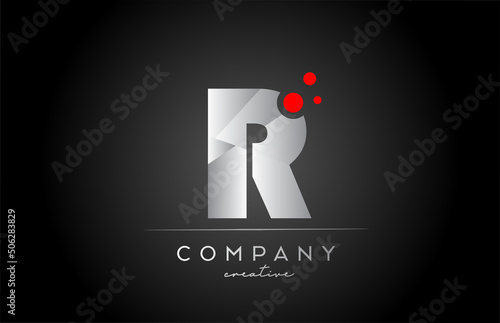 black R alphabet letter logo icon with red dot. Design suitable for a business or company