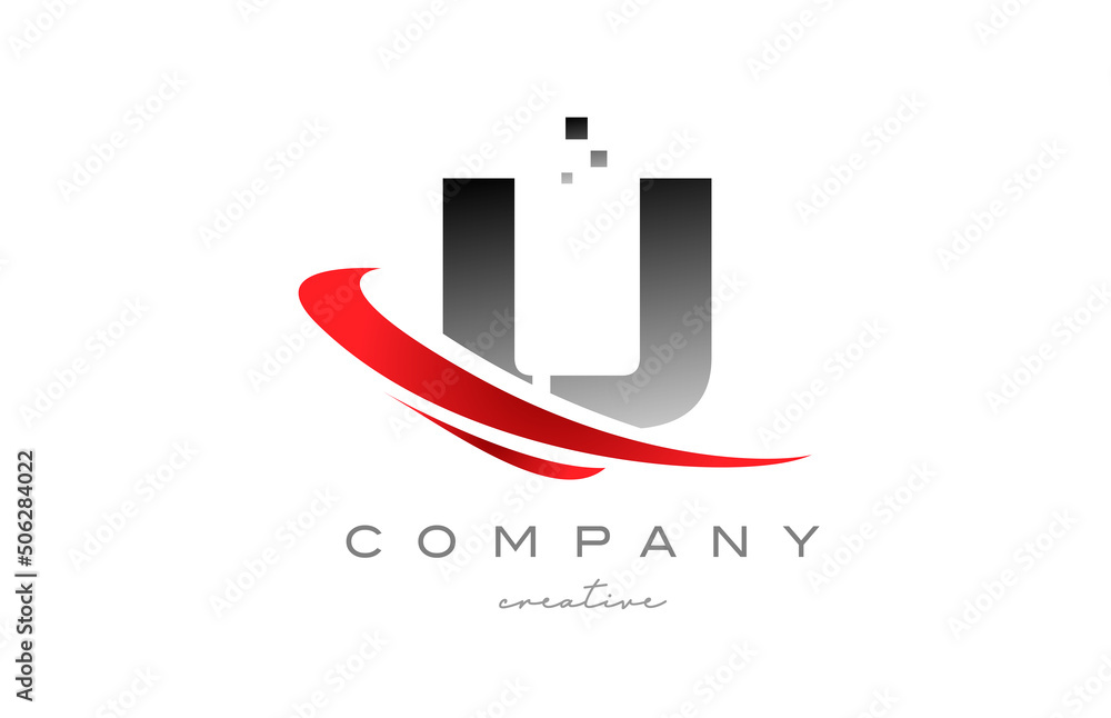 U alphabet letter logo icon with red swoosh . Design suitable for a business or company U alphabet letter logo icon with red swoosh . Design suitable for a business or company