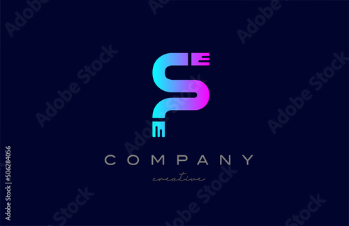 Fototapeta Naklejka Na Ścianę i Meble -  F pink and blue alphabet letter logo icon design. Creative template suitable for a company or business