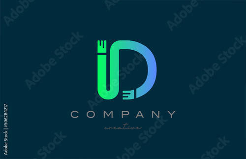 D green alphabet letter logo icon design. Creative template for a company or business