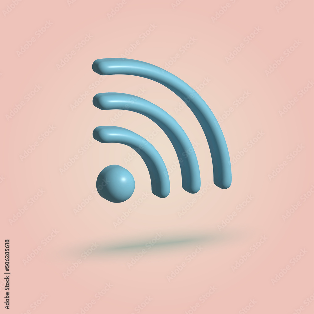 3d WiFi icon, wireless icon symbol. Vector 3d WiFi icon, wireless icon symbol. Vector