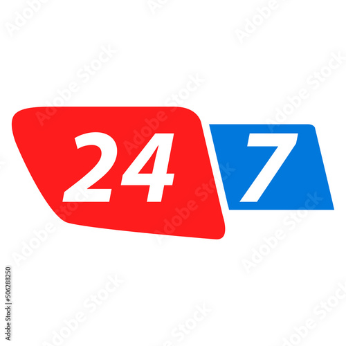 Free Download 24-7 open concept. Twenty four hour open.Support service.Vector flat illustration.Steady available services.24 hours a day and 7 days a week. Isolated on white background. - GFXLoad