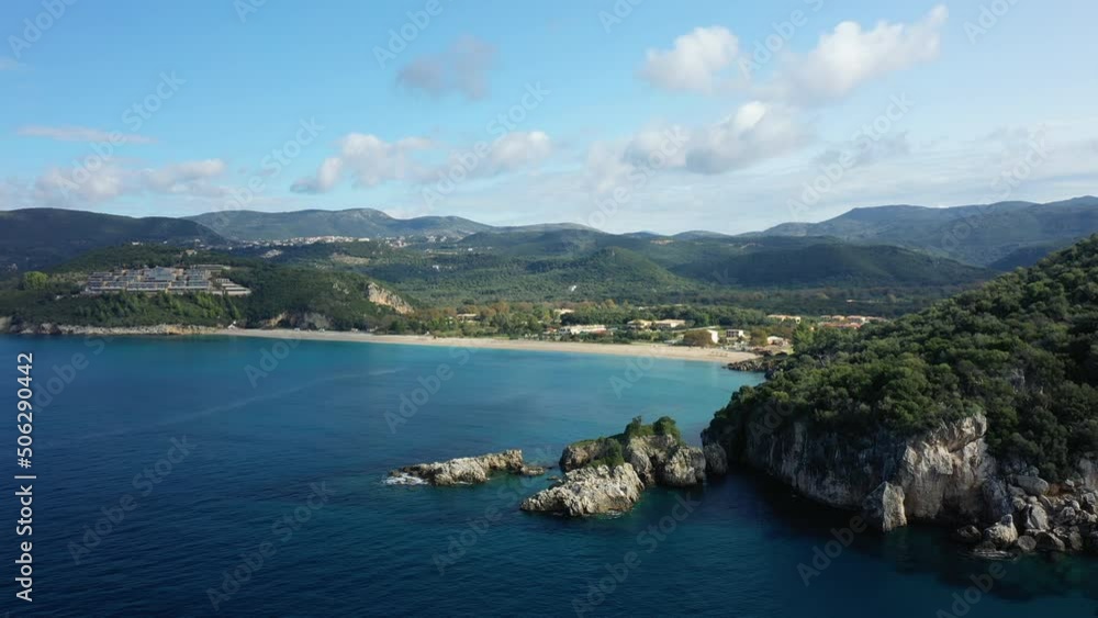 The rocks on Karavostasi beach in Europe, Greece, Epirus in summer on a sunny day. The rocks on Karavostasi beach in Europe, Greece, Epirus in summer on a sunny day.