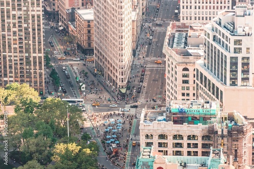 The Flatiron Building at sunset in New York City