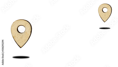Icon, geolocation emblem, location and place of arrival, destination, goal