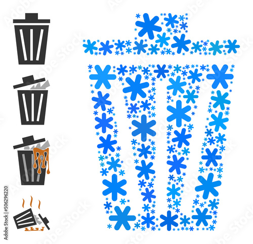 Composition bucket icon is organized for winter, New Year, Christmas. Bucket icon mosaic is organized from light blue snow icons. Some bonus icons are added.