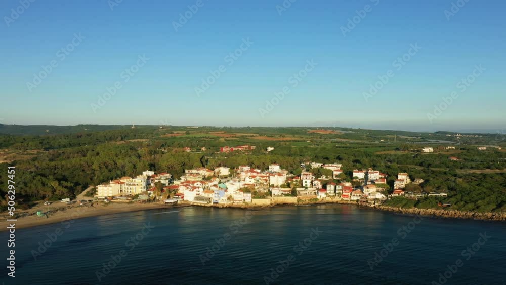 The panoramic view of the countryside of Marina del Cantone by the Tyrrhenian Sea in Europe, Italy, Campania, in summer on a sunny day. The panoramic view of the countryside of Marina del Cantone by the Tyrrhenian Sea in Europe, Italy, Campania, in summer on a sunny day.