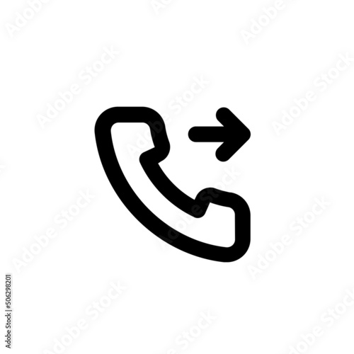 Outgoing call vector icon. Phone with outgoing arrow symbol isolated on white background. Vector EPS 10