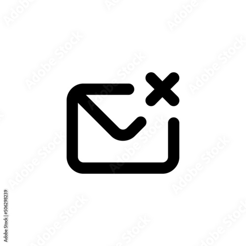 Mail sign with cross. Email concept to cancel or unsubscribe. Delete letter sign. Computer button. Vector EPS 10