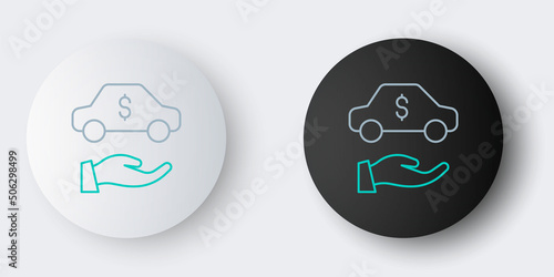 Line Car rental icon isolated on grey background. Rent a car sign. Key with car. Concept for automobile repair service. Colorful outline concept. Vector