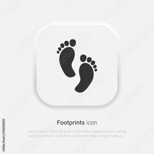 Footprint vector icon. Foot step prints silhouette symbol in trendy neumorphism style. Vector EPS 10