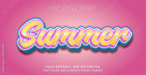 Summer Text Style Effect. Editable Graphic Text Template.