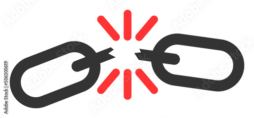 Chain fail vector illustration. Flat illustration iconic design of chain fail, isolated on a white background.