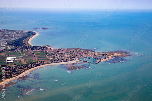 view of the sea and city in Noirmoutiers