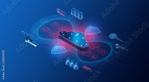 DevSecOps Concept - Integration of Security Testing Throughout the Development and Operations IT Lifecycle - 3D Illustration photo