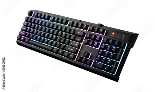gaming keyboard with backlight isolated on a white background