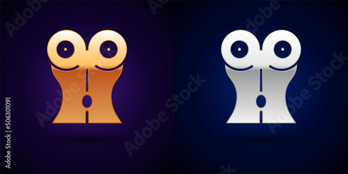 Gold and silver Women waist icon isolated on black background. Vector
