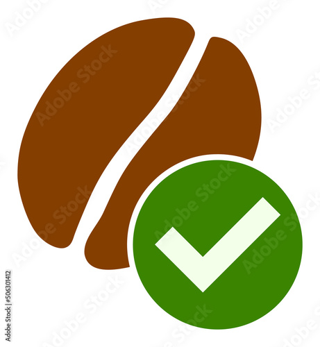Valid coffee bean vector illustration. Flat illustration iconic design of valid coffee bean, isolated on a white background.