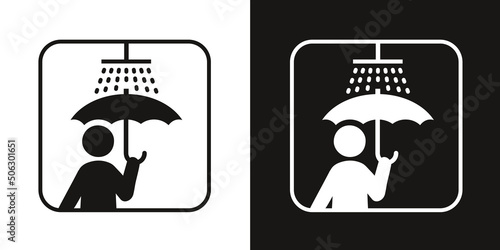 Piktogramm Regenschirm in Dusche - einfarbig und mehrfarbig