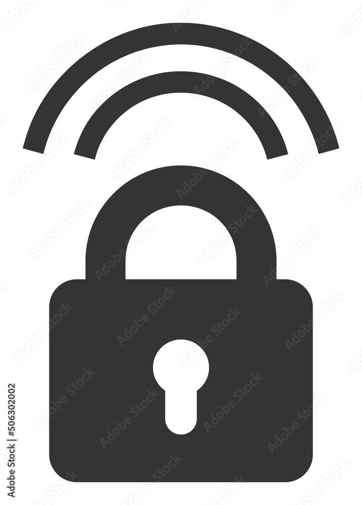 Wifi lock vector icon. Flat illustration iconic design of wifi lock, isolated on a white background. Wifi lock vector icon. Flat illustration iconic design of wifi lock, isolated on a white background.