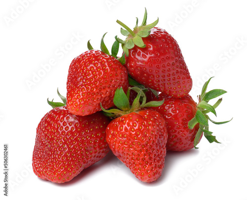 Ripe red strawberry isolated on white background, juicy and tasty berry