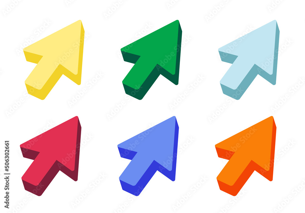 3d vector icon, mouse pointer, up arrow, arrow icon set 3d vector icon, mouse pointer, up arrow, arrow icon set