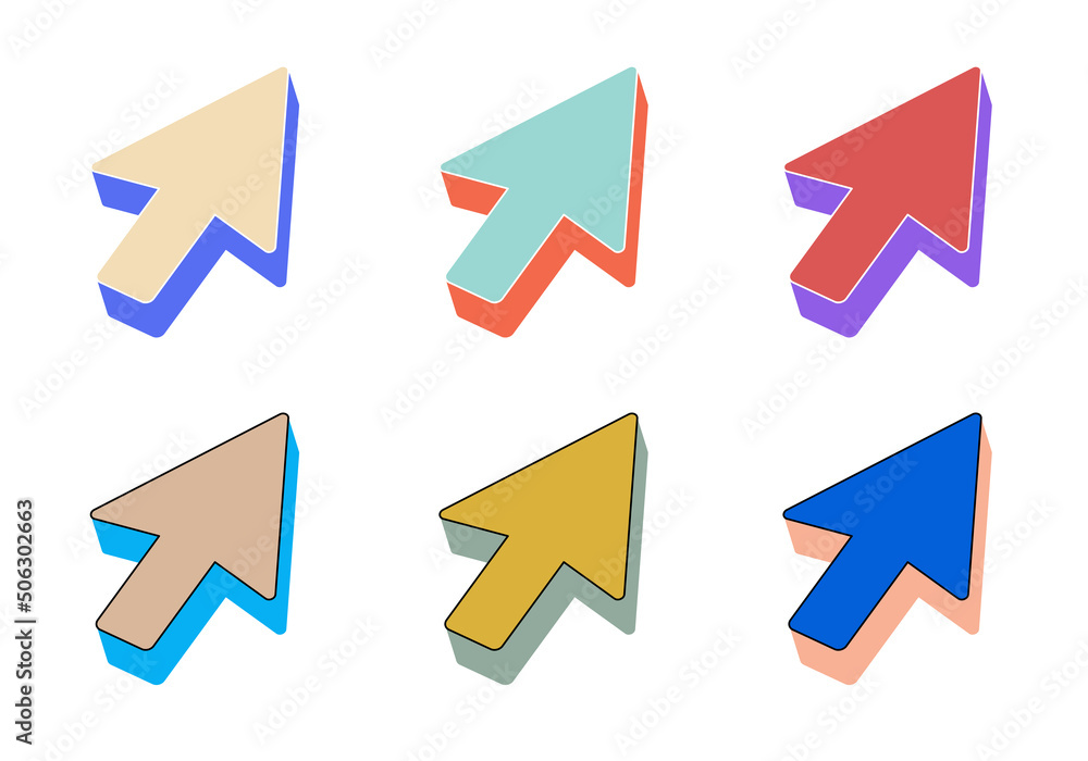 3d vector icon, mouse pointer, up arrow, arrow icon set 3d vector icon, mouse pointer, up arrow, arrow icon set