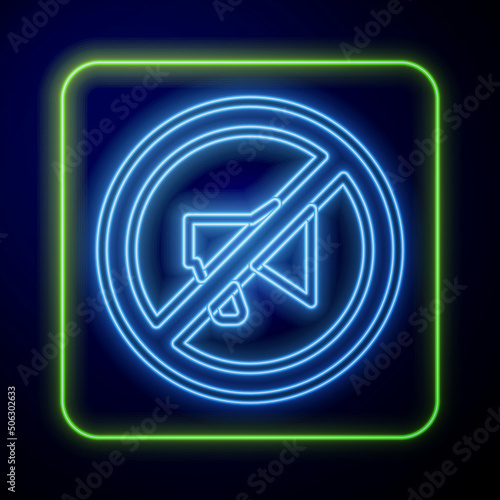 Glowing neon Censored stamp icon isolated on blue background. Vector
