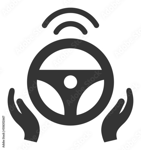 Driverless car vector illustration. Flat illustration iconic design of driverless car, isolated on a white background.