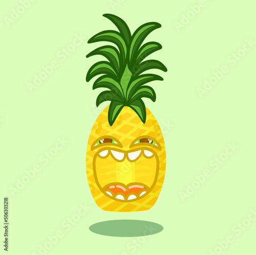 flat illustration of pineapple and eyes used for print