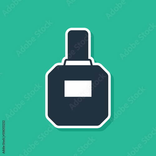 Blue Aftershave icon isolated on green background. Cologne spray icon. Male perfume bottle. Vector