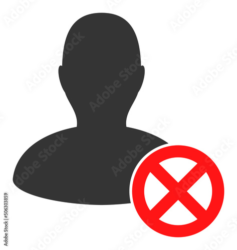 Reject user vector illustration. Flat illustration iconic design of reject user, isolated on a white background.