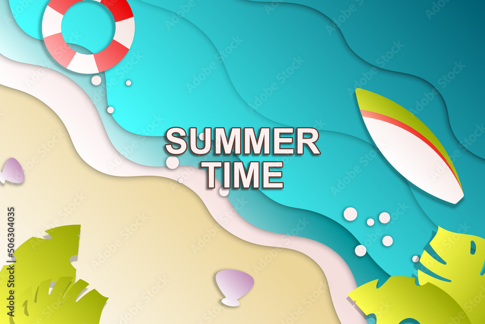 Summer time background with paper style.