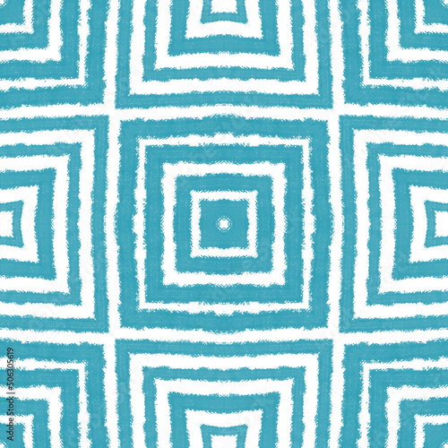Exotic seamless pattern. Turquoise symmetrical