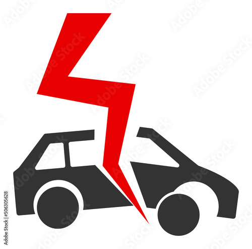 Car accident vector illustration. Flat illustration iconic design of car accident, isolated on a white background.