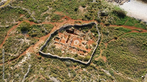 Cape Tenare archaeological site in Europe, Greece, Peloponnese, Mani in summer on a sunny day. photo