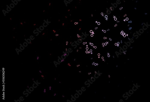 Dark black vector template with man, woman symbols.