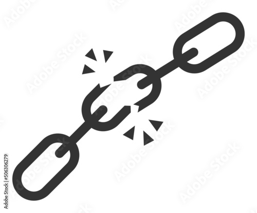Broken chain vector illustration. Flat illustration iconic design of broken chain, isolated on a white background.
