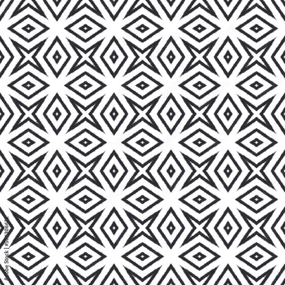 Striped hand drawn pattern. Black symmetrical