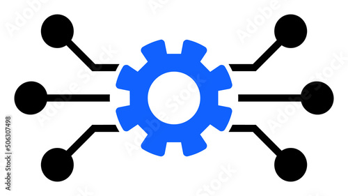 Circuit gear vector illustration. Flat illustration iconic design of circuit gear, isolated on a white background.