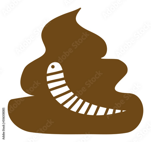 Shit worm vector illustration. Flat illustration iconic design of shit worm, isolated on a white background.