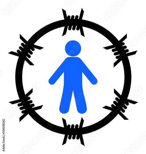 Arrested man vector illustration. Flat illustration iconic design of arrested man, isolated on a white background.