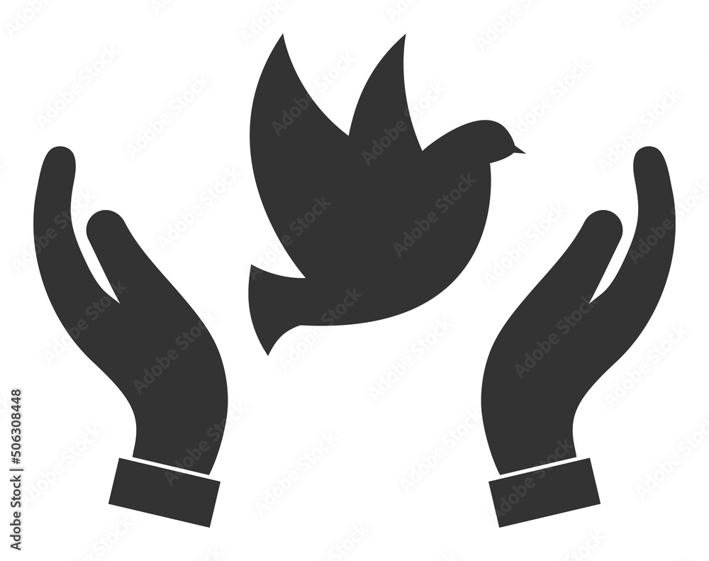 Dove care hands vector illustration. Flat illustration iconic design of dove care hands, isolated on a white background. Dove care hands vector illustration. Flat illustration iconic design of dove care hands, isolated on a white background.
