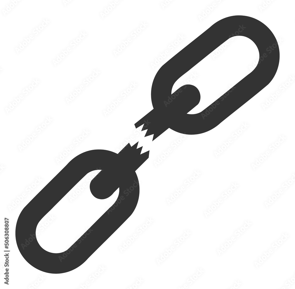 Chain crash vector illustration. Flat illustration iconic design of chain crash, isolated on a white background. Chain crash vector illustration. Flat illustration iconic design of chain crash, isolated on a white background.